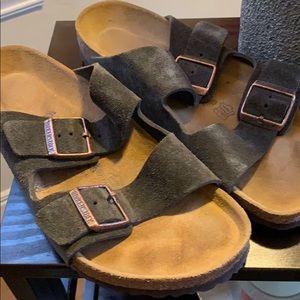 Two Strap Birkenstock Arizona Sandal, Mocha Suede